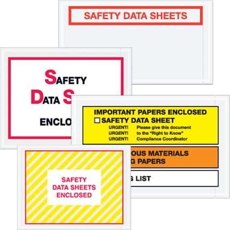 Bondad 6 .5 x 5 in. 2 Mil Poly Printed Clear Safety Data Sheet Enclosed SDS Envelopes BO3358989